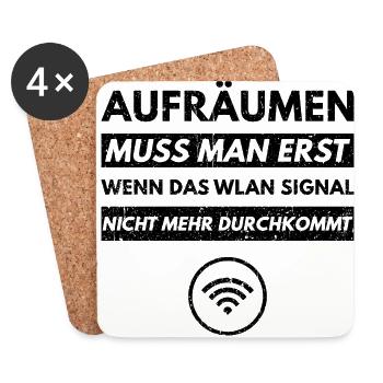 Aufräumen Wlan Signal Wifi Nerd Geek Geschenk Fun - Untersetzer (4er-Set) - Weiß - Vorne