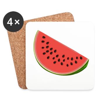 Wassermelone mit Samen - Untersetzer (4er-Set) - Weiß - Vorne