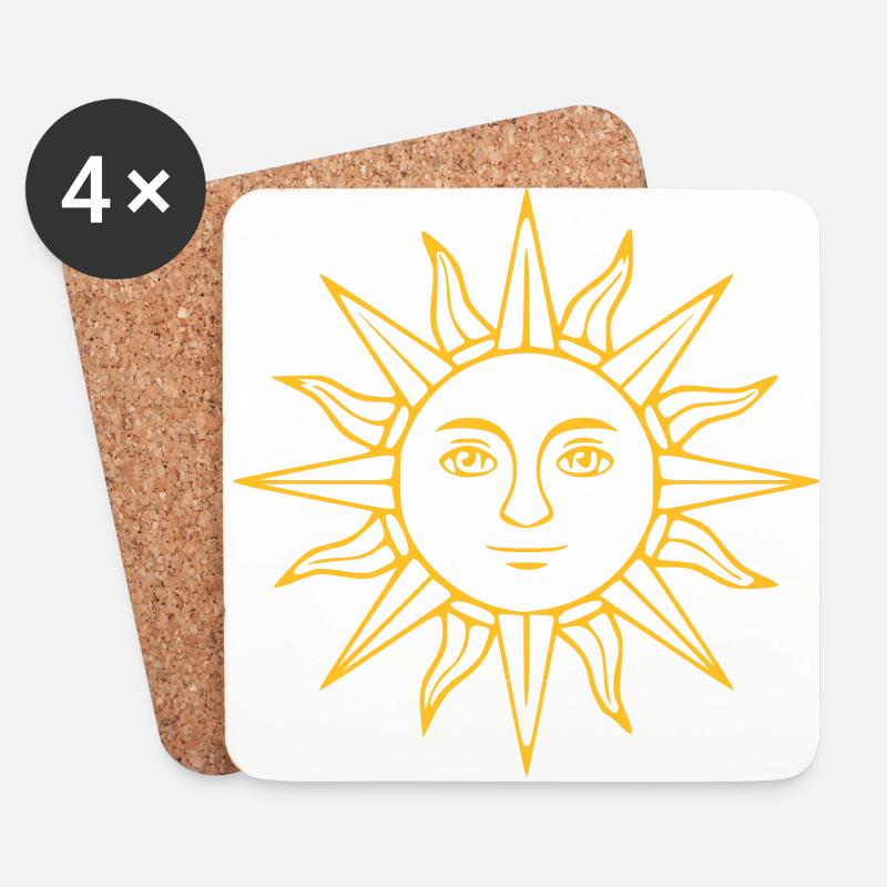 Sun Face - Coasters (set of 4) - white