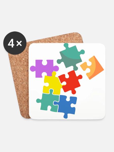 Farbpuzzle - Untersetzer (4er-Set) - Weiß