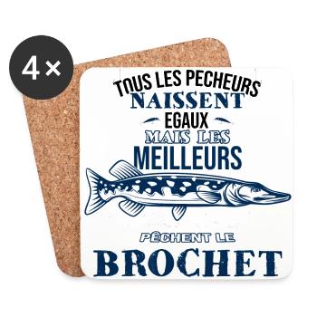 t-shirt pêcheur de brochet - Dessous de verre (lot de 4) - blanc - Devant