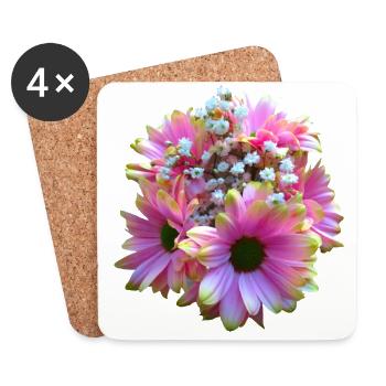 Flower, bouquet, pink flower, floral daisies - Coasters (set of 4) - white - Front