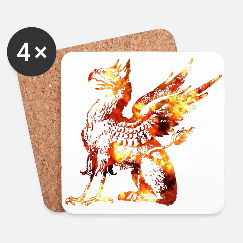 Drache - Untersetzer (4er-Set) - Weiß