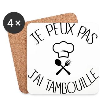 Je peux pas j'ai Tambouille - Dessous de verre (lot de 4) - blanc - Devant