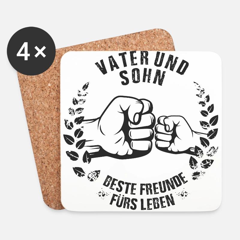 Vater und Sohn - Untersetzer (4er-Set) - Weiß