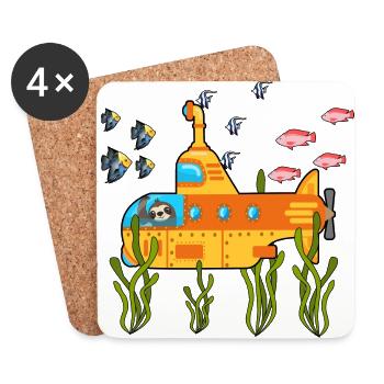 Scuba Diving Faultier Faul Tier Tauchen I Geschenk - Untersetzer (4er-Set) - Weiß - Vorne