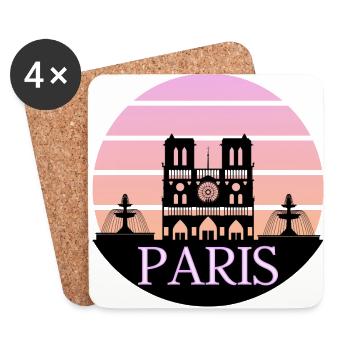 logo paris rose - Dessous de verre (lot de 4) - blanc - Devant
