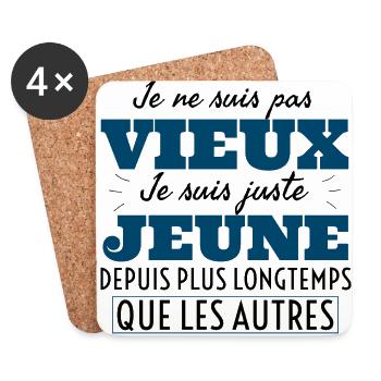 Je ne suis pas vieux je suis juste jeune depuis... - Dessous de verre (lot de 4) - blanc - Devant