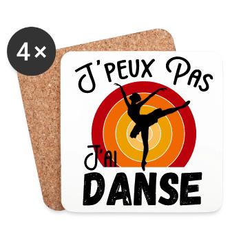 j'peux pas j'ai Danse - Retro Vintage - Dessous de verre (lot de 4) - blanc - Devant