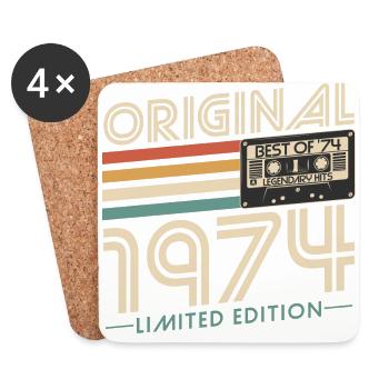 Original 1974 vintage vintage birthday retro - Coasters (set of 4) - white - Front