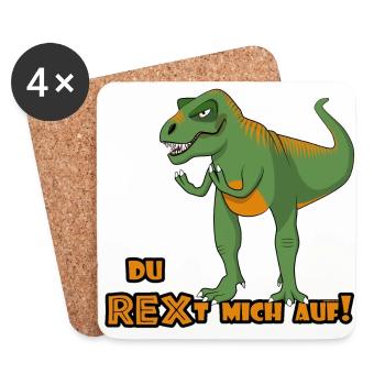 Genervter T-Rex sagt: "Du REXt mich auf!" Deutsch - Untersetzer (4er-Set) - Weiß - Vorne