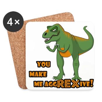 Annoyed T-Rex Funny Dinosaur est aggREXive Français - Dessous de verre (lot de 4) - blanc - Devant