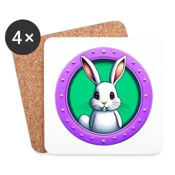 Rabbit plays Easter - Coasters (set of 4) - white - Front