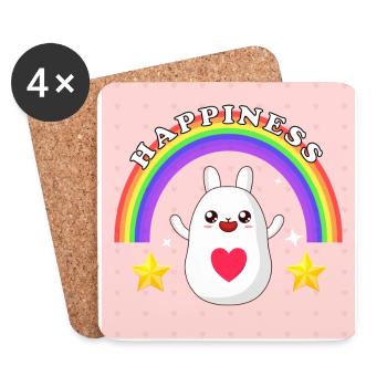 Happiness Hase mit Regenbogen - Untersetzer (4er-Set) - Weiß - Vorne