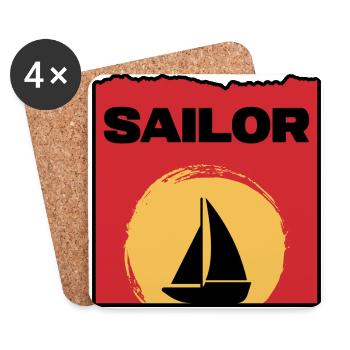 Sailboat ahoy Skipper Sailor Sailing trip - Coasters (set of 4) - white - Front