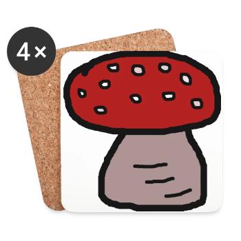 champignon champignons automne r poison porte-bonheur - Dessous de verre (lot de 4) - blanc - Devant