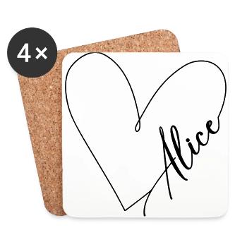 Alice Name Herzlinie - Untersetzer (4er-Set) - Weiß - Vorne