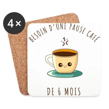 Besoin d une pause café de 6 mois - Dessous de verre (lot de 4) - blanc - Devant