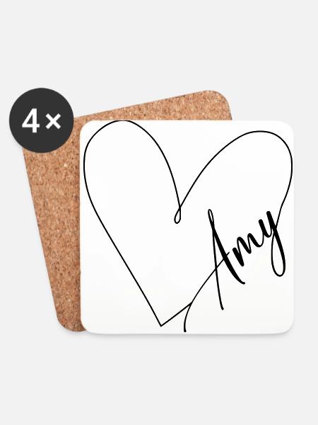 Amy Name Herzlinie - Untersetzer (4er-Set) - Weiß