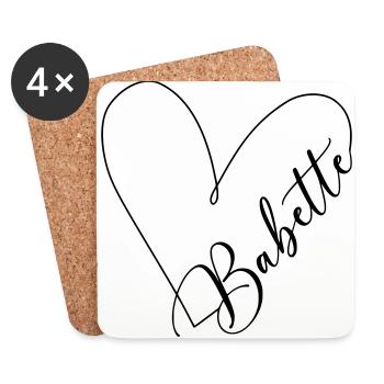Babette Name Heart Line - Coasters (set of 4) - white - Front