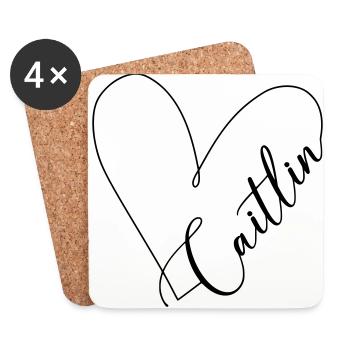 Caitlin Name Heart Line - Coasters (set of 4) - white - Front