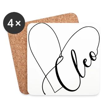 Cleo Name Heart Line - Coasters (set of 4) - white - Front