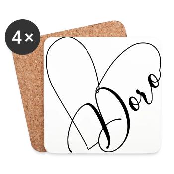 Doro Name Heart Line - Coasters (set of 4) - white - Front