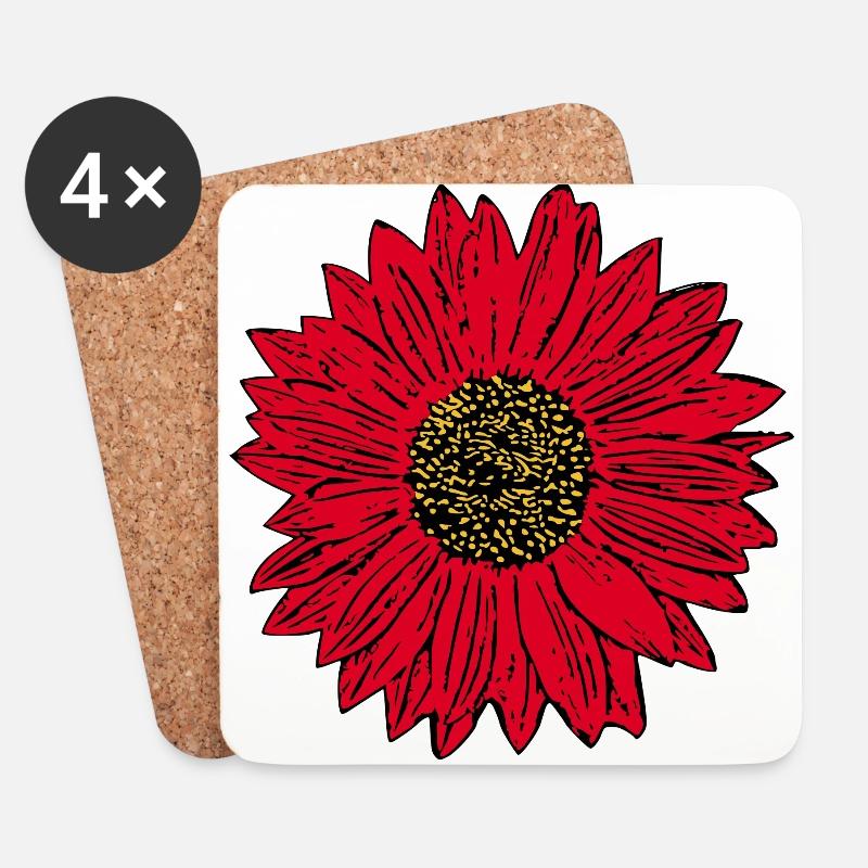 Blume rot rote Blume Blumen rot rote Blumen - Untersetzer (4er-Set) - Weiß