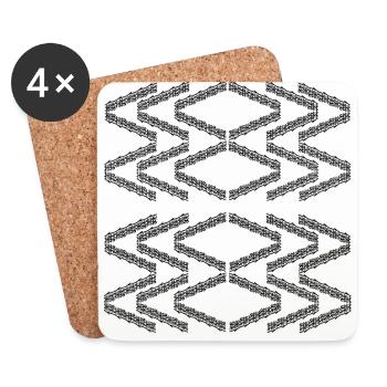 Zigzag pattern - Coasters (set of 4) - white - Front