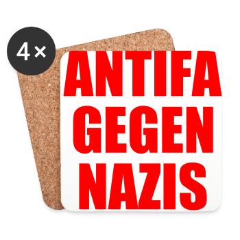 Antifa gegen nazis - Untersetzer (4er-Set) - Weiß - Vorne