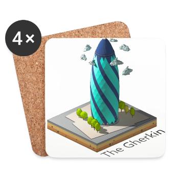 Géométrique low poly Le cornichon - Dessous de verre (lot de 4) - blanc - Devant