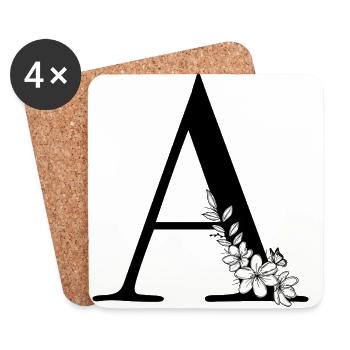 Buchstabe A - Untersetzer (4er-Set) - Weiß - Vorne