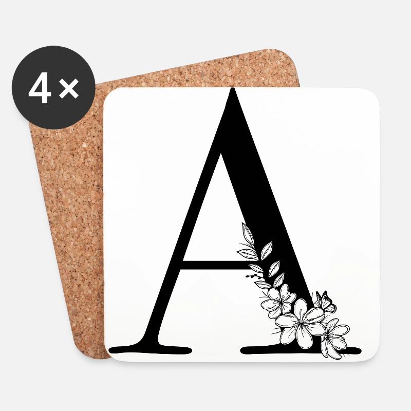 Buchstabe A - Untersetzer (4er-Set) - Weiß