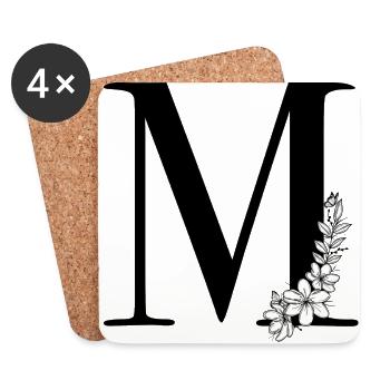 Buchstabe M - Untersetzer (4er-Set) - Weiß - Vorne