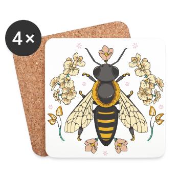 Biene Bienen Insekt Insekten Kinder Kind Blumen - Untersetzer (4er-Set) - Weiß - Vorne
