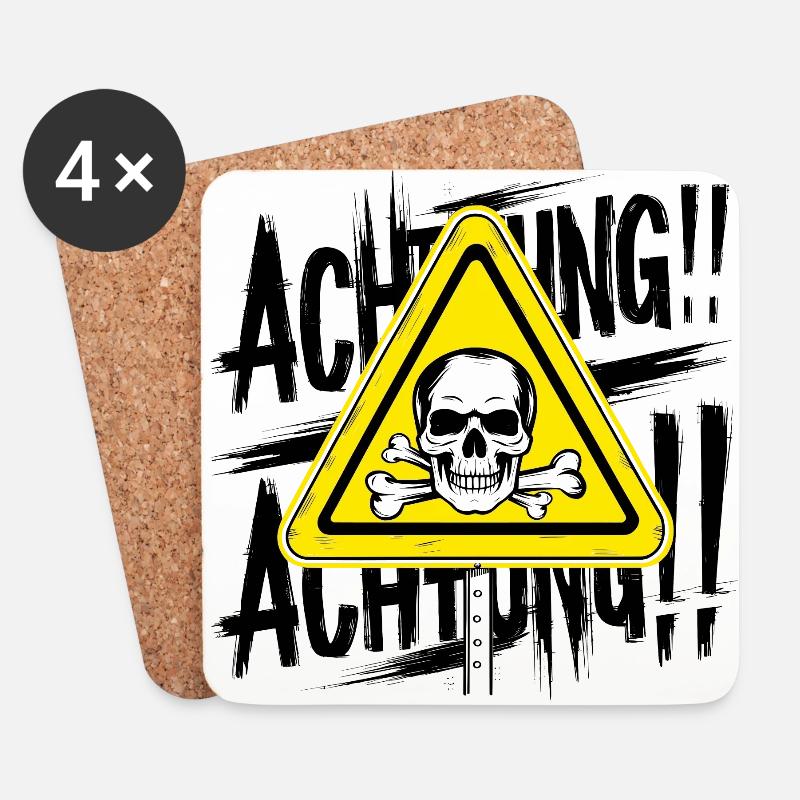 Achtung - Untersetzer (4er-Set) - Weiß