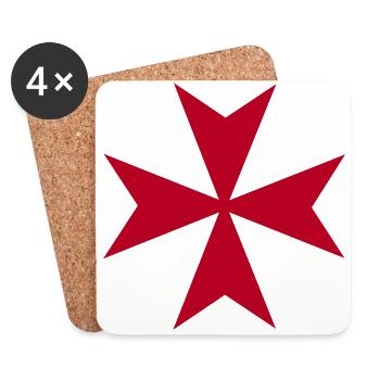 Maltese Style Cross - Coasters (set of 4) - white - Front