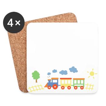 Train With Wagons - Coasters (set of 4) - white - Front