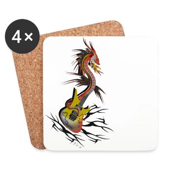 Guitar Dragon - Untersetzer (4er-Set) - Weiß - Vorne