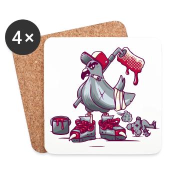 Pigeon de rue - Dessous de verre (lot de 4) - blanc - Devant