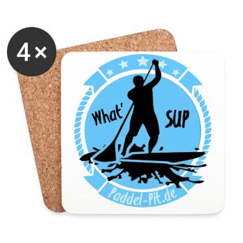 What`SUP. SUP Board Stand Up Paddling Sport - Untersetzer (4er-Set) - Weiß - Vorne