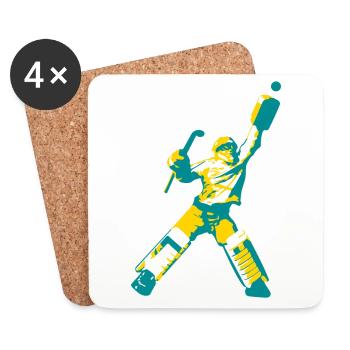 Gardien de but hockey - Dessous de verre (lot de 4) - blanc - Devant