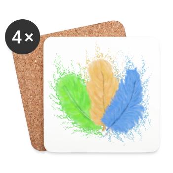 Feathers, colourfully mixed - Coasters (set of 4) - white - Front