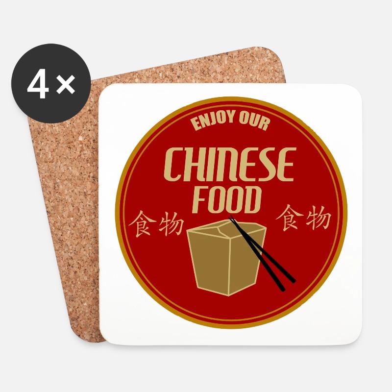 Chinesisch Essen - Untersetzer (4er-Set) - Weiß