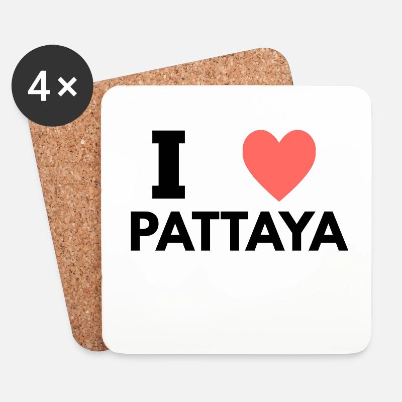 I LOVE PATTAYA - Untersetzer (4er-Set) - Weiß