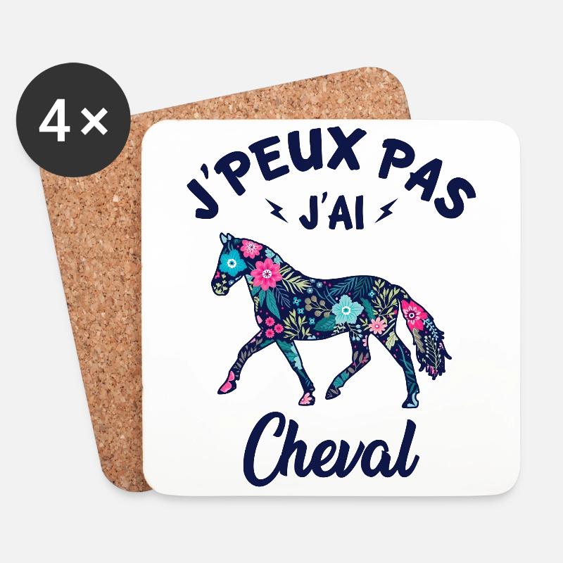 j'peux pas j'ai cheval - Dessous de verre (lot de 4) - blanc