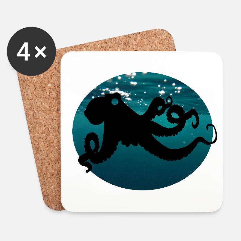 Tentakel Oktopus - Untersetzer (4er-Set) - Weiß