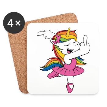 licorne du majeur - Dessous de verre (lot de 4) - blanc - Devant