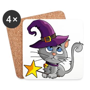 Petit chaton magique - Dessous de verre (lot de 4) - blanc - Devant