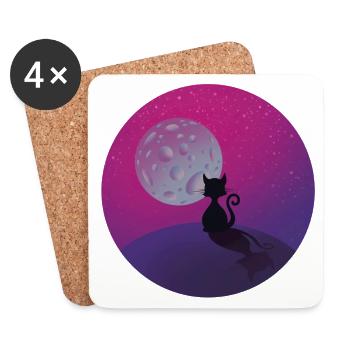 Cat and the moon - Coasters (set of 4) - white - Front